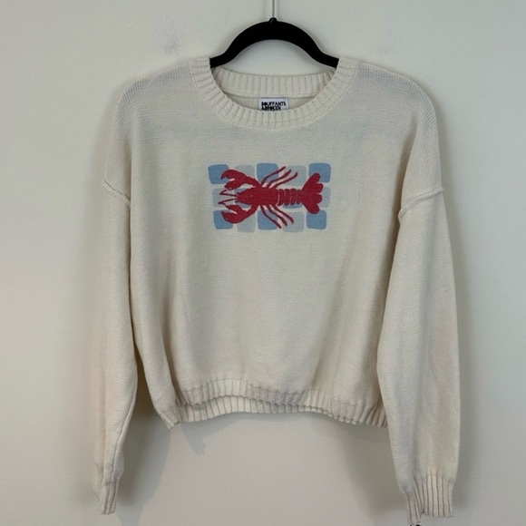 Coastal Grandma Red/Cream Lobster Sweater Women's SZ S Summer Beach Vibes. - Picture 2 of 6